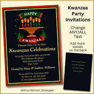 Name Datum Daten hinzufügen Happy Kwanzaa Candles  Einladung