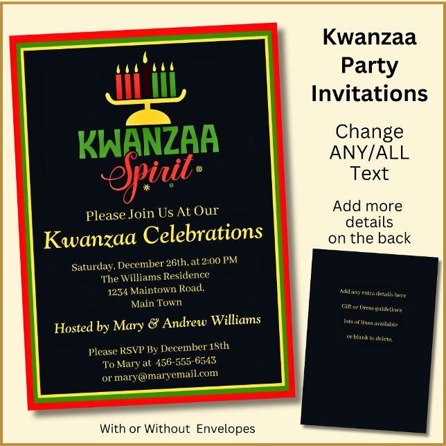 Name Datum Details Kwanzaa Spirit Candles Party hi Einladung (Von Creator hochgeladen)