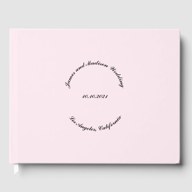 Name, Datum, hellrosa Hochzeit anpassen Gästebuch (Vorderseite)