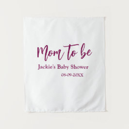 Name Datum rosa einfache minimale Babyparty für we Wandteppich