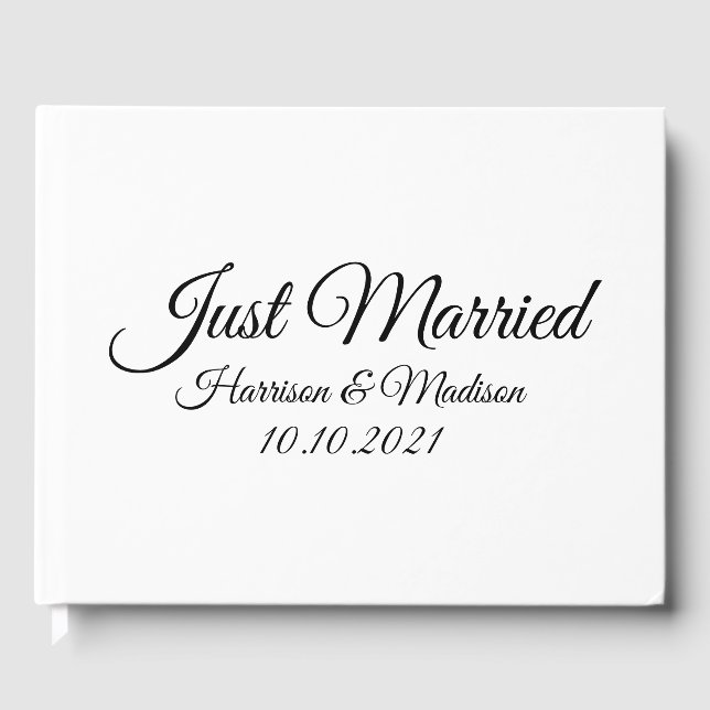 Name, Datum, Schwarz-weiße Hochzeit anpassen Gästebuch (Vorderseite)