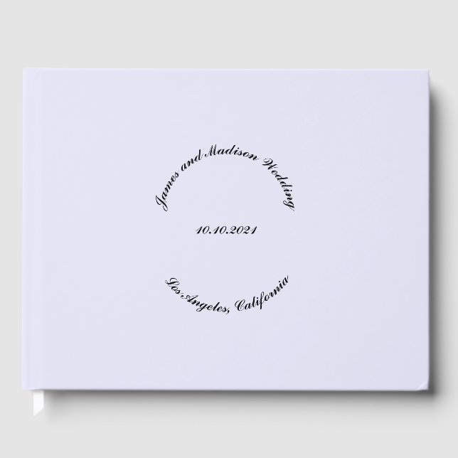 Name, Datum, schwarze Lavendel-Neuling-Hochzeit an Gästebuch (Vorderseite)