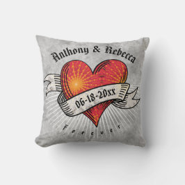 Name, Datum und Monogramm der modernen Red Heart A Kissen