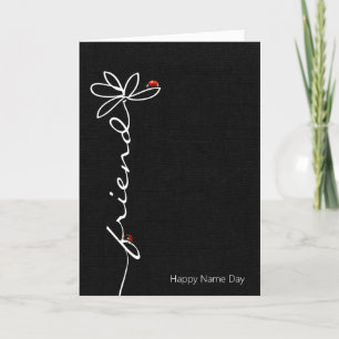 Name Day for friend daisy with lady bugs Karte