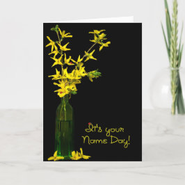 Name Day Forsythia Bouquet Karte