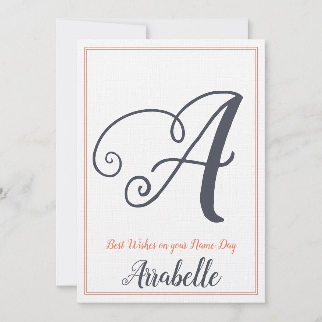 Name Day Saint's Day Letter A Monogram Einladung (Vorderseite)