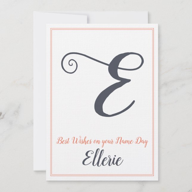 Name Day Saint's Day Letter E Monogram Einladung (Vorderseite)