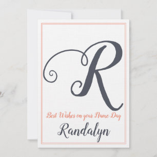 Name Day Saint's Day Letter R Monogram Einladung