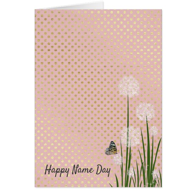 Name Day-Schmetterling auf Puff-Blume (Vorne)