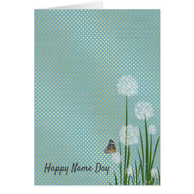 Name Day-Schmetterling auf Puff-Blume (Vorne)