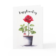 Name Day Watercolor Rote Rose Bush