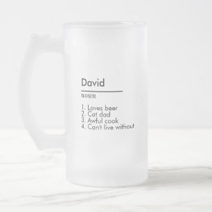 Name Definition benutzerdefiniertes Geschenk für i Mattglas Bierglas