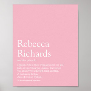 Name Definition Girly Pink Moderne Typografie Poster