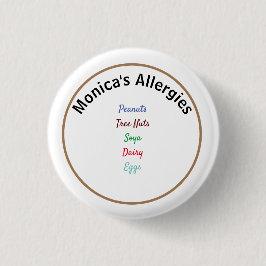 Name der Allergie Warnhinweise Button