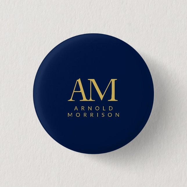Name der Anfangsbuchstaben des Blue Gold Colors Mo Button (Vorderseite)