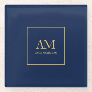 Name der Anfangsbuchstaben des Blue Gold Colors Mo Glasuntersetzer