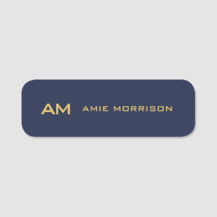 Name der Anfangsbuchstaben des Blue Gold Colors Mo Namensschild