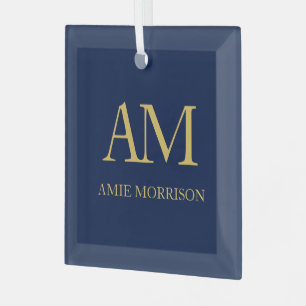 Name der Anfangsbuchstaben des Blue Gold Colors Mo Ornament Aus Glas