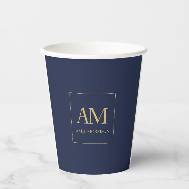 Name der Anfangsbuchstaben des Blue Gold Colors Mo Pappbecher (Vorderseite)