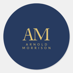 Name der Anfangsbuchstaben des Blue Gold Colors Mo Runder Aufkleber