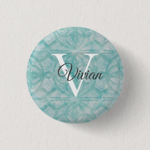 Name der aquamarinen Farbe des Monogramms Button