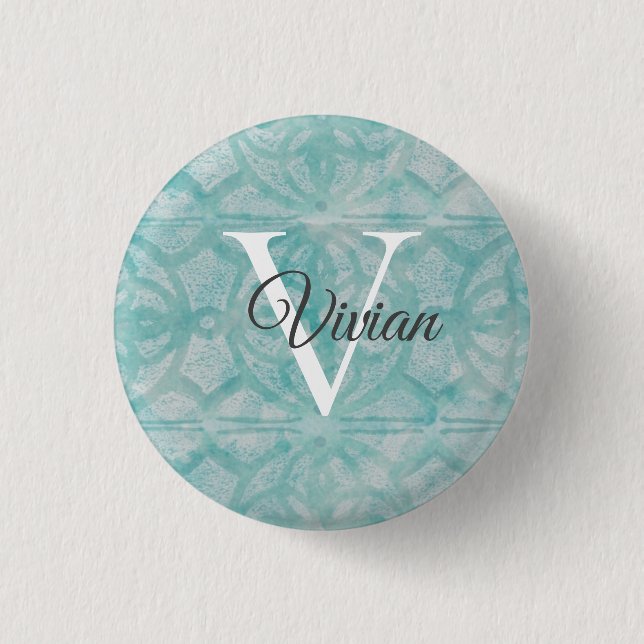 Name der aquamarinen Farbe des Monogramms Button (Vorderseite)