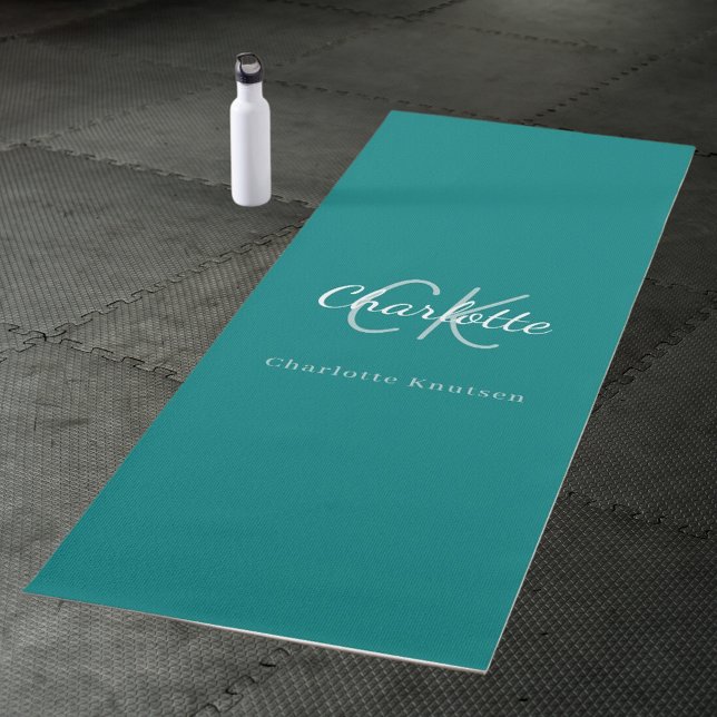 Name der aquamarinen grünen Monogramm-Initialen Yogamatte (Von Creator hochgeladen)