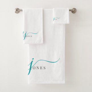 Name der Aquamarinen Monogram-Initialen für Elegan Badhandtuch Set