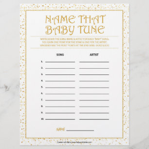 Name der Baby-Tune [Goldene Glitzern] Briefbogen