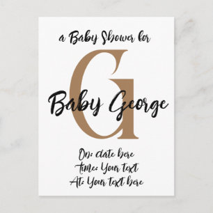 Name der Babydusche Monogramm minimal einladen Postkarte