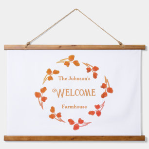 Name der Bauernfamilie Begrüßungszeichen Wandteppich Mit Holzrahmen