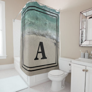Name der Beach Monogram Ocean Künstlerisch Aquamar Duschvorhang