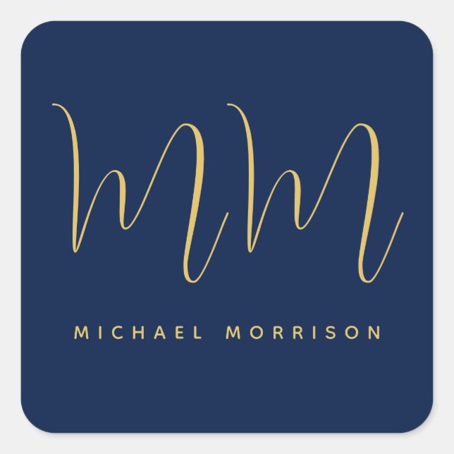 Name der Beruflichen Anfangsbuchstaben Blue Gold C Quadratischer Aufkleber (Vorderseite)