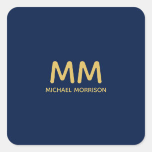 Name der Beruflichen Anfangsbuchstaben Blue Gold C Quadratischer Aufkleber