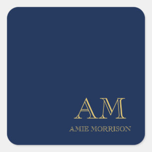 Name der Beruflichen Anfangsbuchstaben Blue Gold C Quadratischer Aufkleber