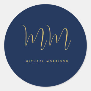 Name der Beruflichen Anfangsbuchstaben Blue Gold C Runder Aufkleber