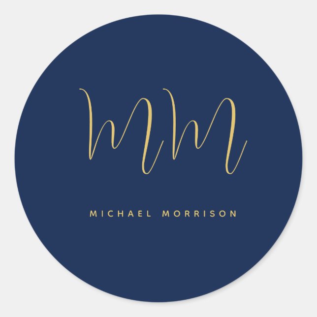 Name der Beruflichen Anfangsbuchstaben Blue Gold C Runder Aufkleber (Vorderseite)