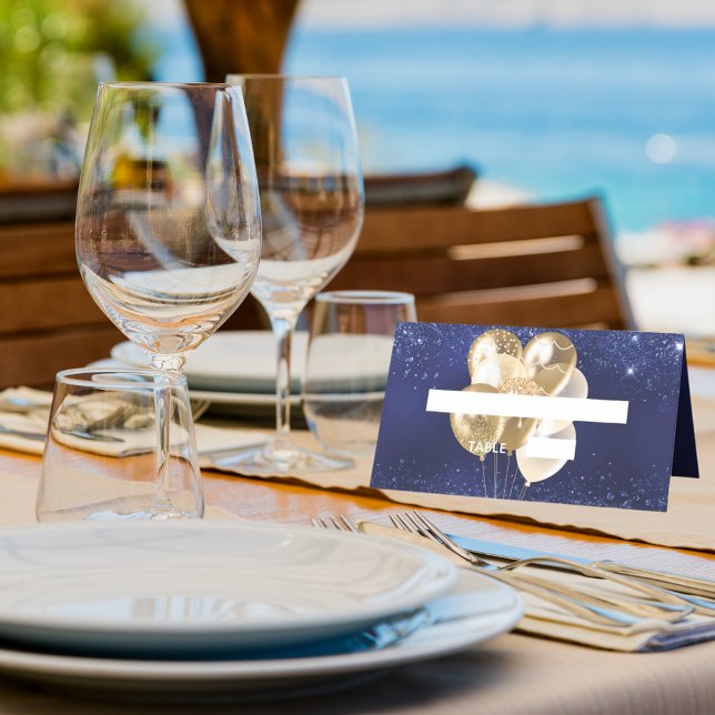 Name der blauen Goldballons der Birthday Party Platzkarte (Von Creator hochgeladen)