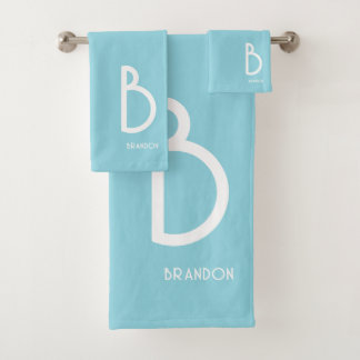 Name der blauen Monogramm Badhandtuch Set