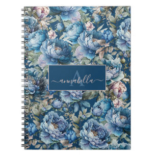 Name der blauen Pfirsiche Monogram Notizblock