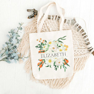 Name der blauen und orangefarbenen Monogramm Tragetasche