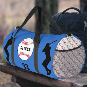 Name der Blue Baseball Ball Player-Silhouette Duffle Bag
