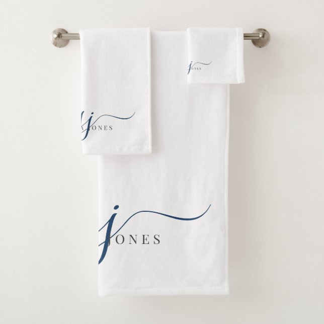 Name der Blue Monogram-Initials für Elegantes Scri Badhandtuch Set (Insitu)