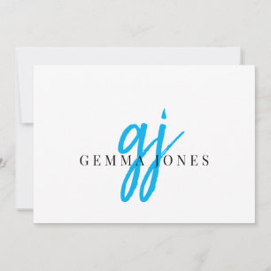 Name der Blue Monogram-Initials für Elegantes Scri Mitteilungskarte