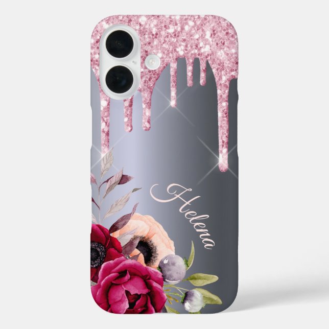 Name der Blume für den rosa Glitzer Case-Mate iPhone Hülle (Rückseite)
