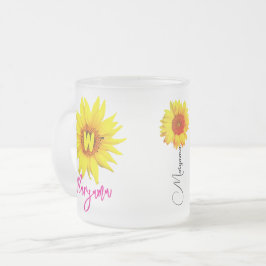 Name der Blume und Monogramm | Personalisierte Son Mattglastasse