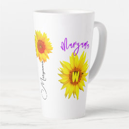Name der Blume und Monogramm | Personalisierte Son Milchtasse