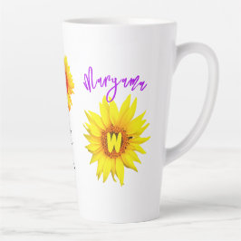 Name der Blume und Monogramm | Personalisierte Son Milchtasse