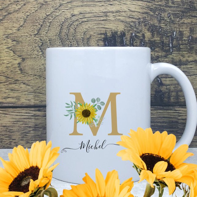 Name der Blumenblume Monogramm Kaffeetasse (Von Creator hochgeladen)