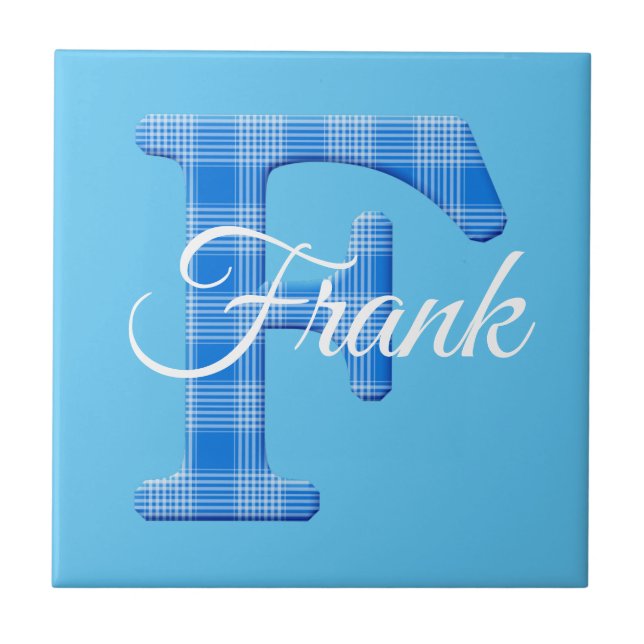 Name der Boys Benutzerdefinierter Karierter Buchst Fliese (Vorderseite)